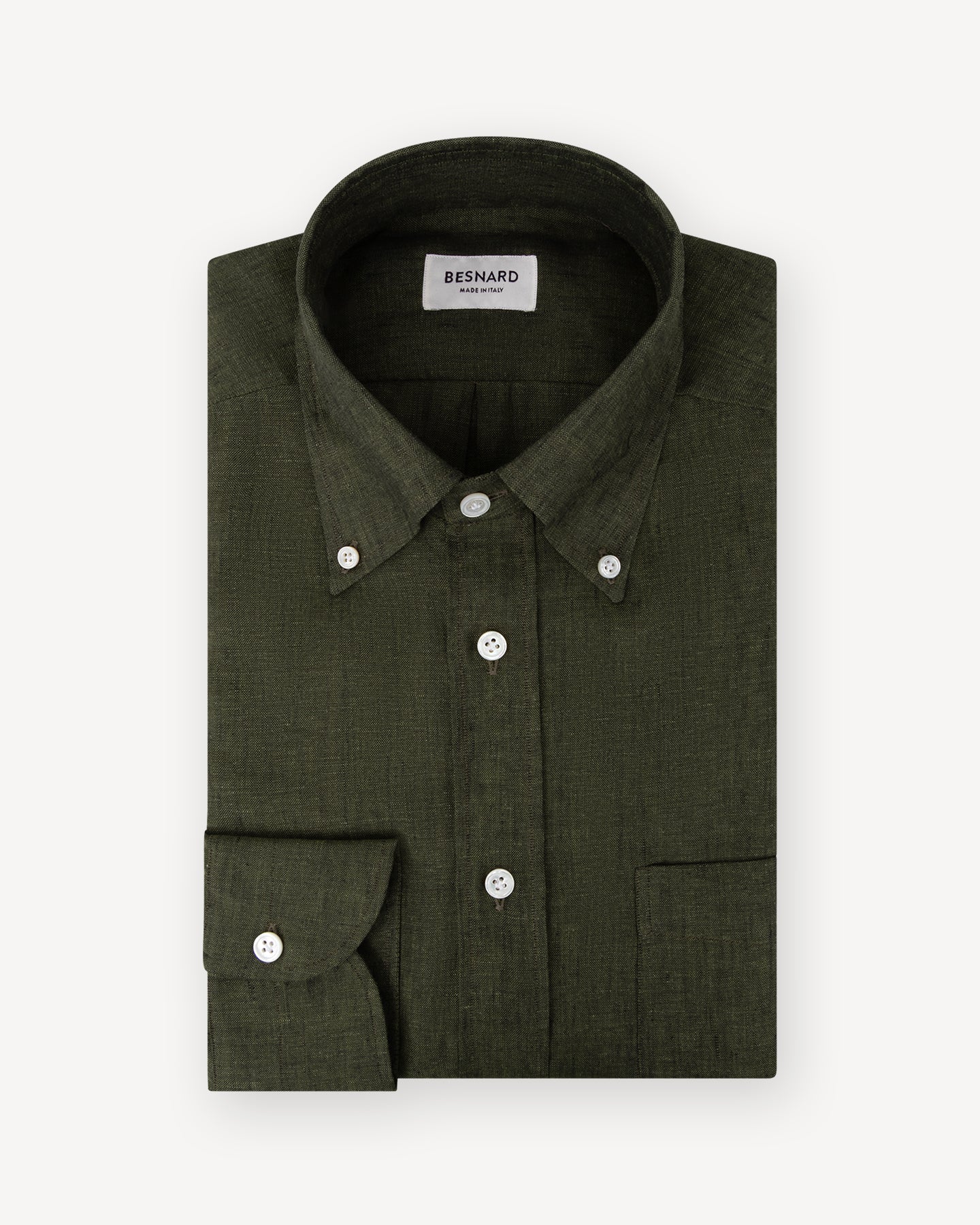 Green Linen Button Down Shirt