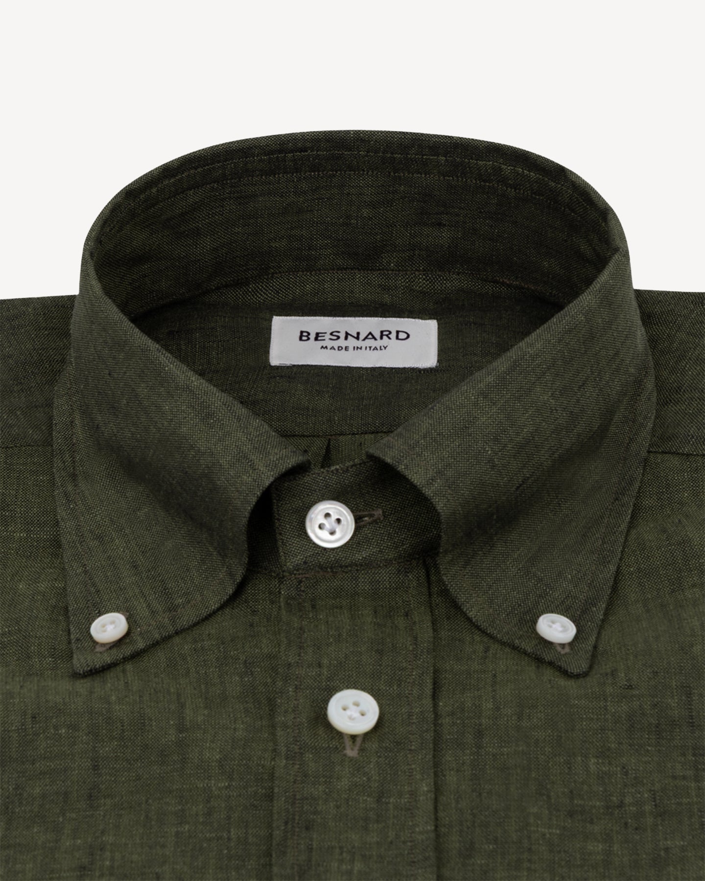 Green Linen Button Down Shirt