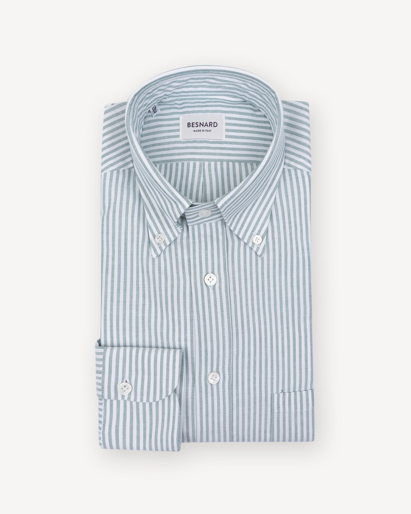 Green University Stripe Oxford Cloth Button Down Shirt