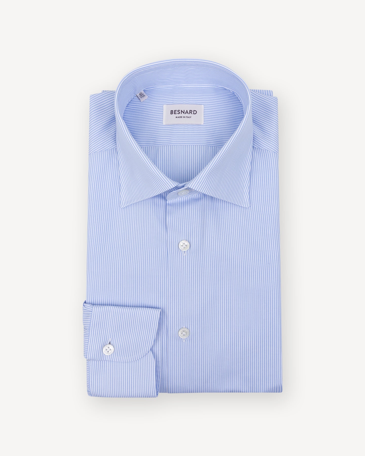 Light Blue Fine Bengal Stripe Spread Collar Shirt