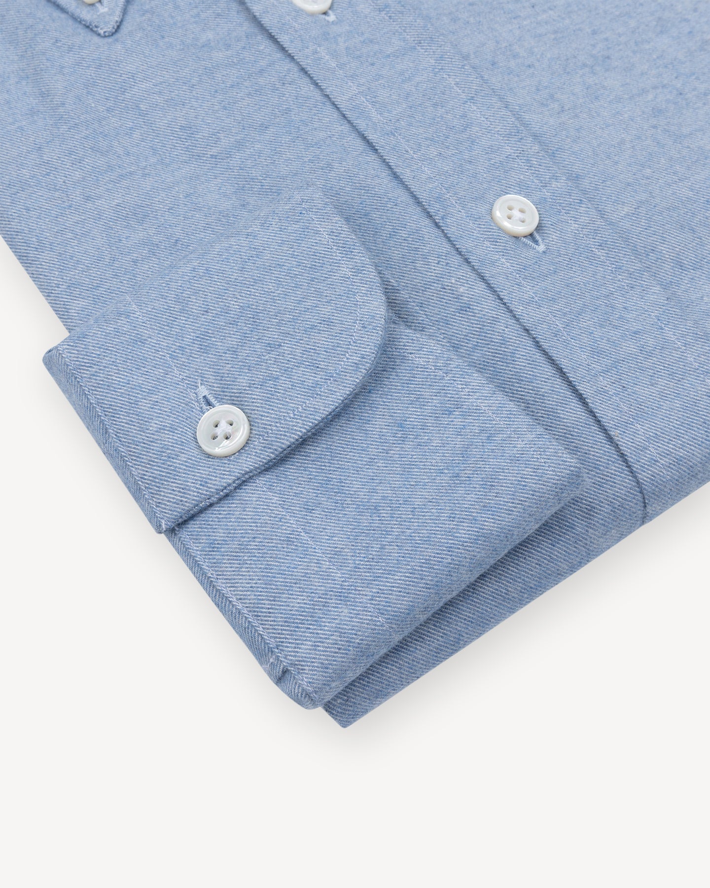 Light Blue Cotton Cashmere Flannel Shirt with single cuffs