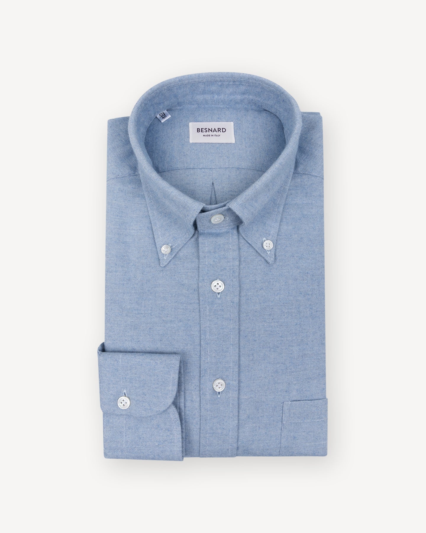 Light Blue Cotton Cashmere Flannel Button Down Shirt