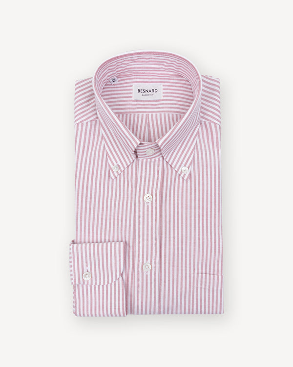 Red University Stripe Oxford Cloth Button Down Shirt