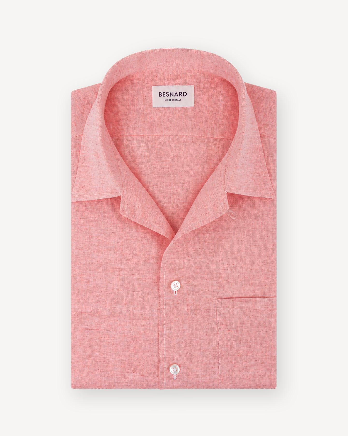 Coral Cotton Linen Camp Collar Shirt