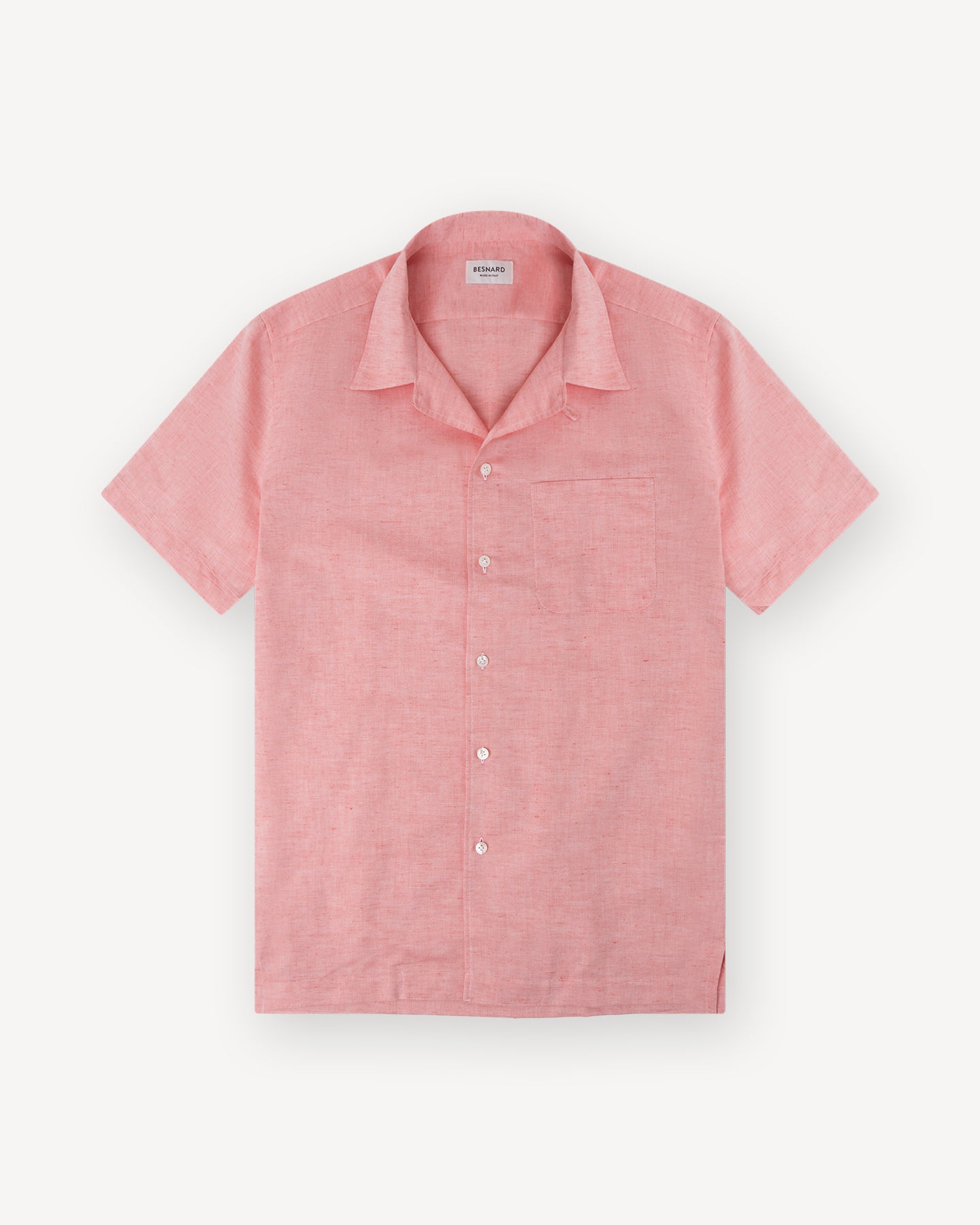 Coral Cotton Linen Camp Collar Shirt