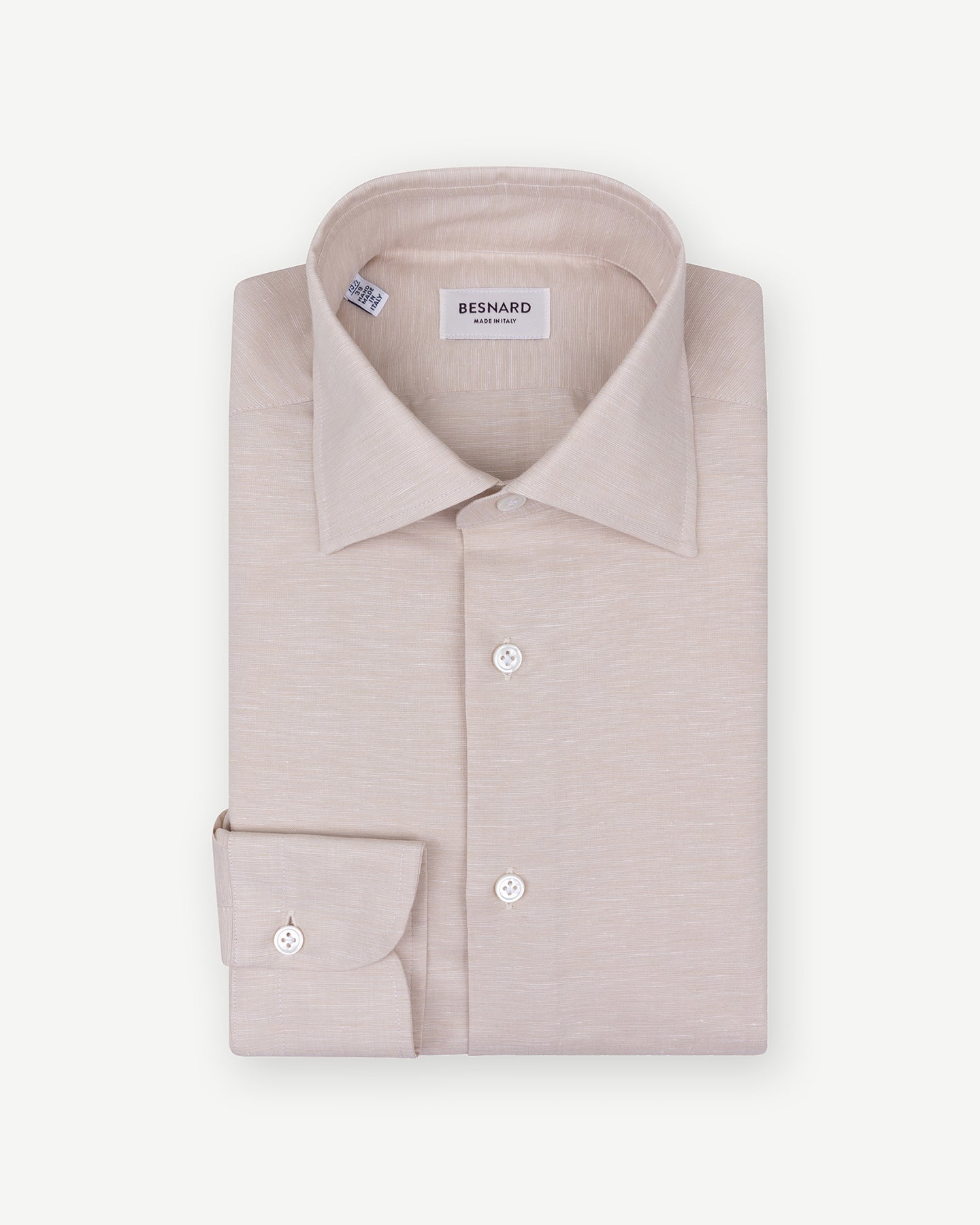 Beige cotton linen dress shirt