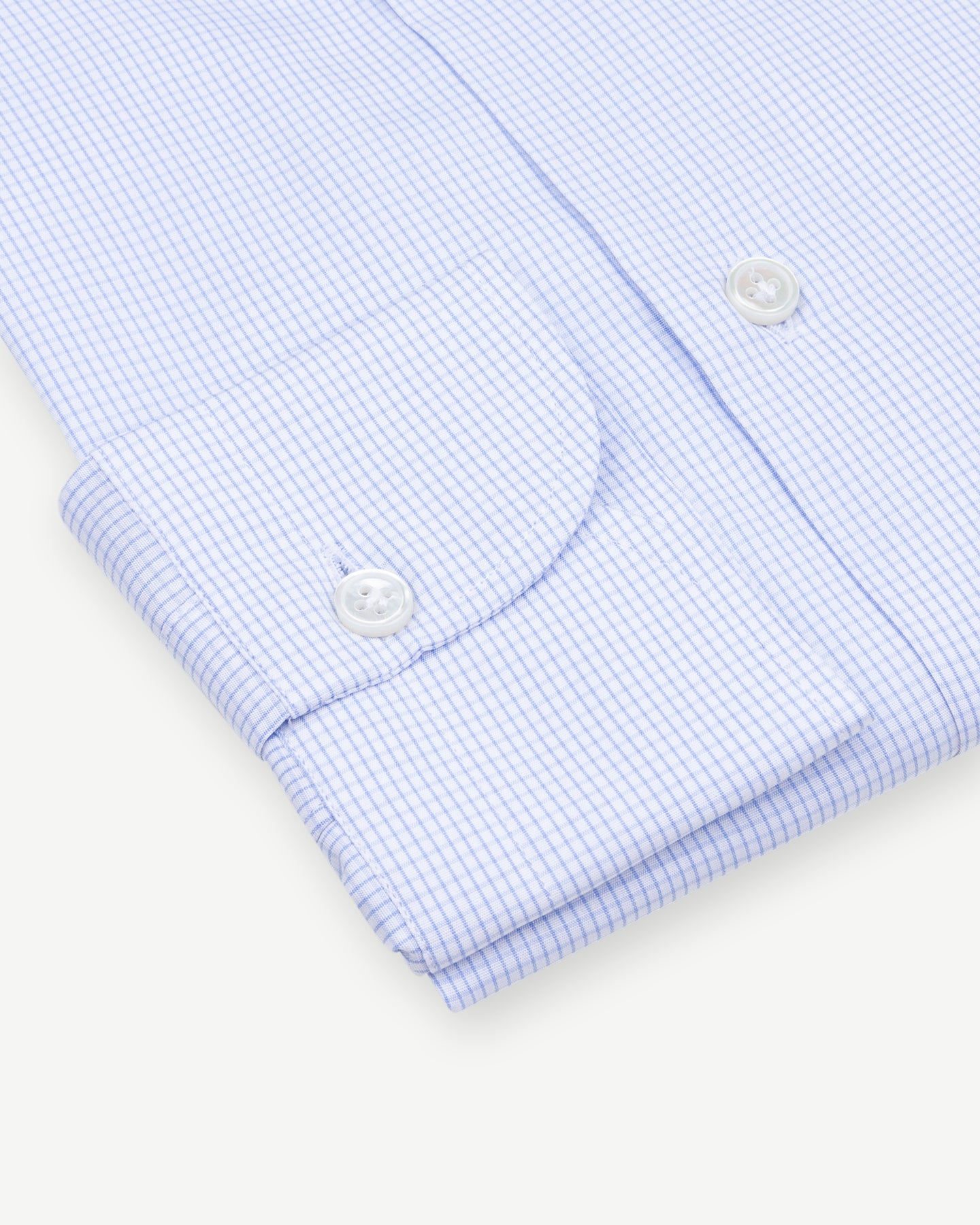 Light blue fine graph check shirt with single cuffs