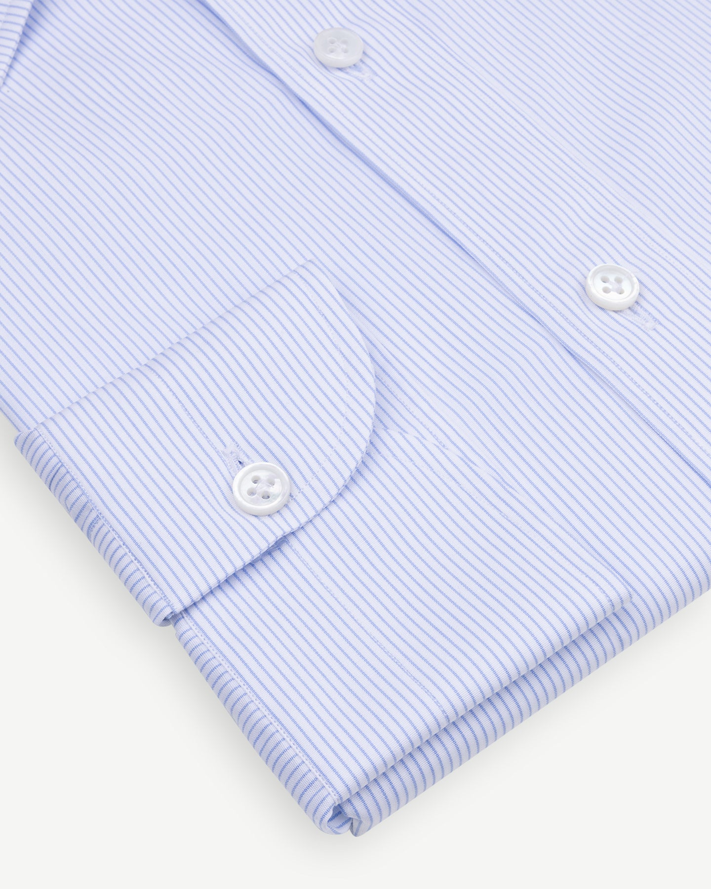 Light Blue Hairline Stripe Poplin Shirt with single cuffs