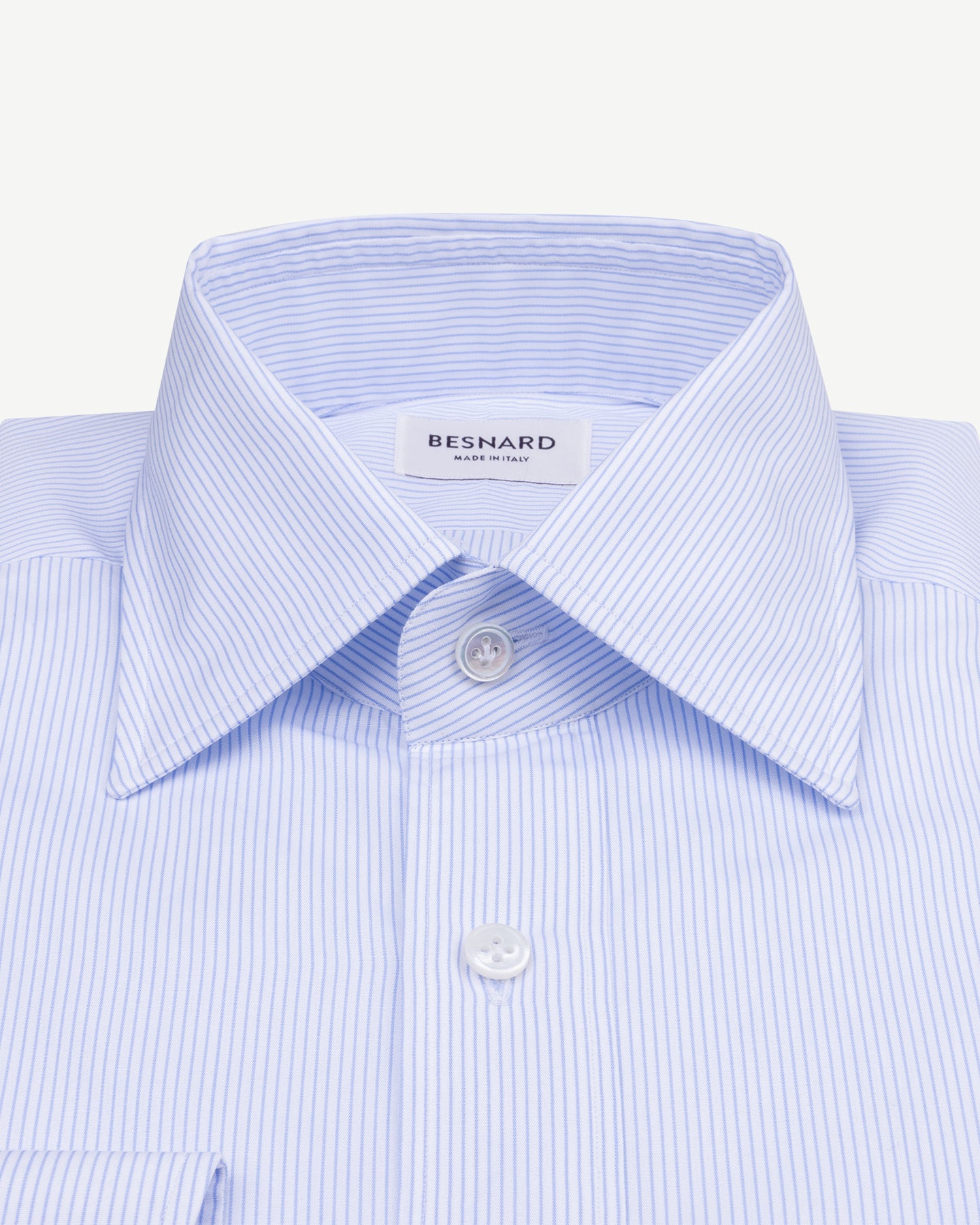 Light Blue Hairline Stripe Poplin Shirt with Point Collar