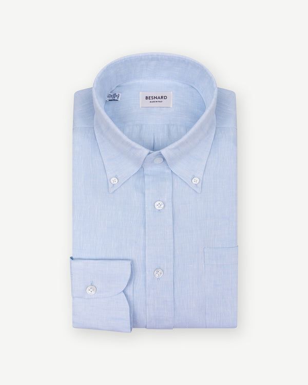 Light Blue Linen Button Down Shirt