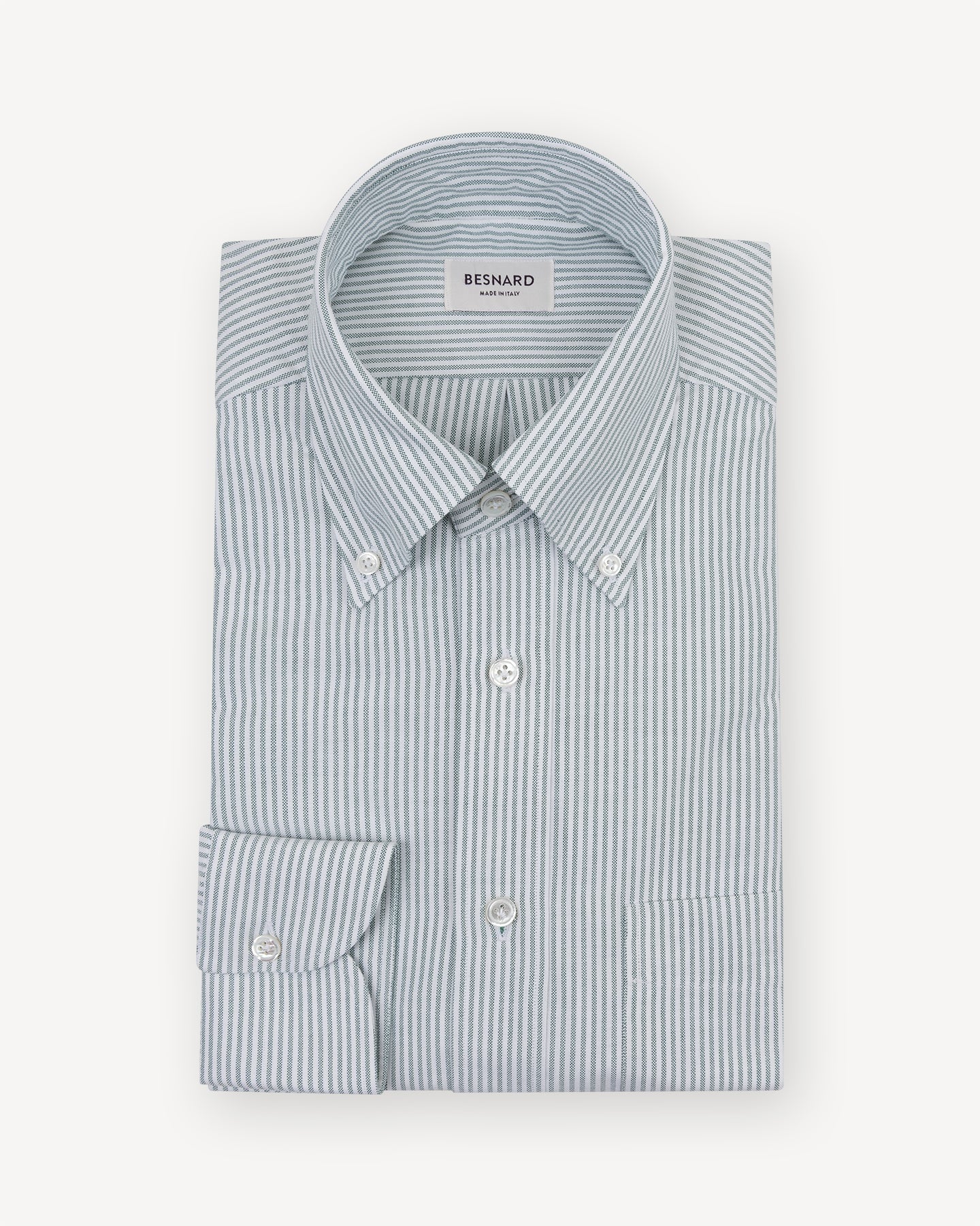 Green University Stripe Oxford Cloth Button Down Shirt