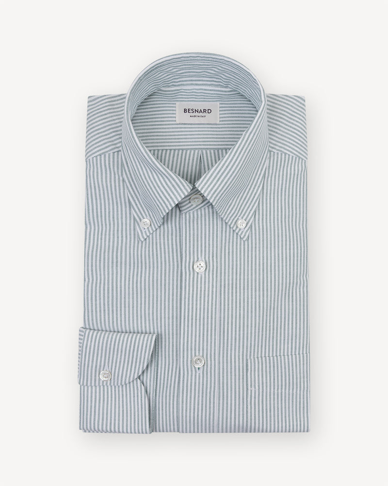 Groen University Stripe Oxford Button Down Overhemd