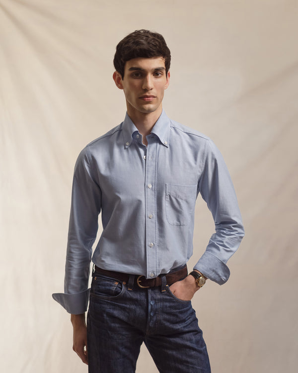 Light Blue Oxford Cloth Button Down Shirt - Tailored Fit