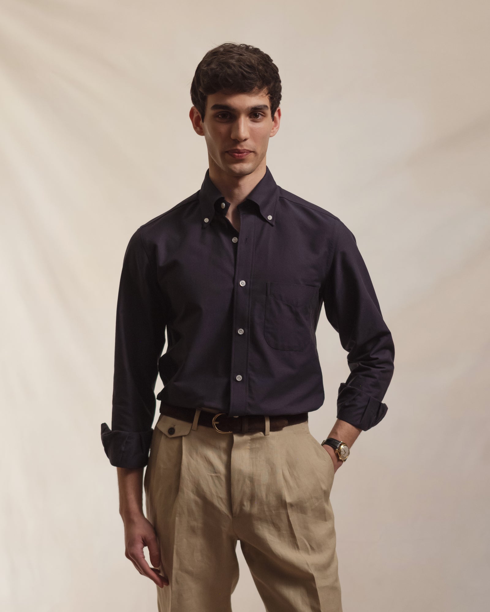 Navy Oxford Cloth Button Down Shirt