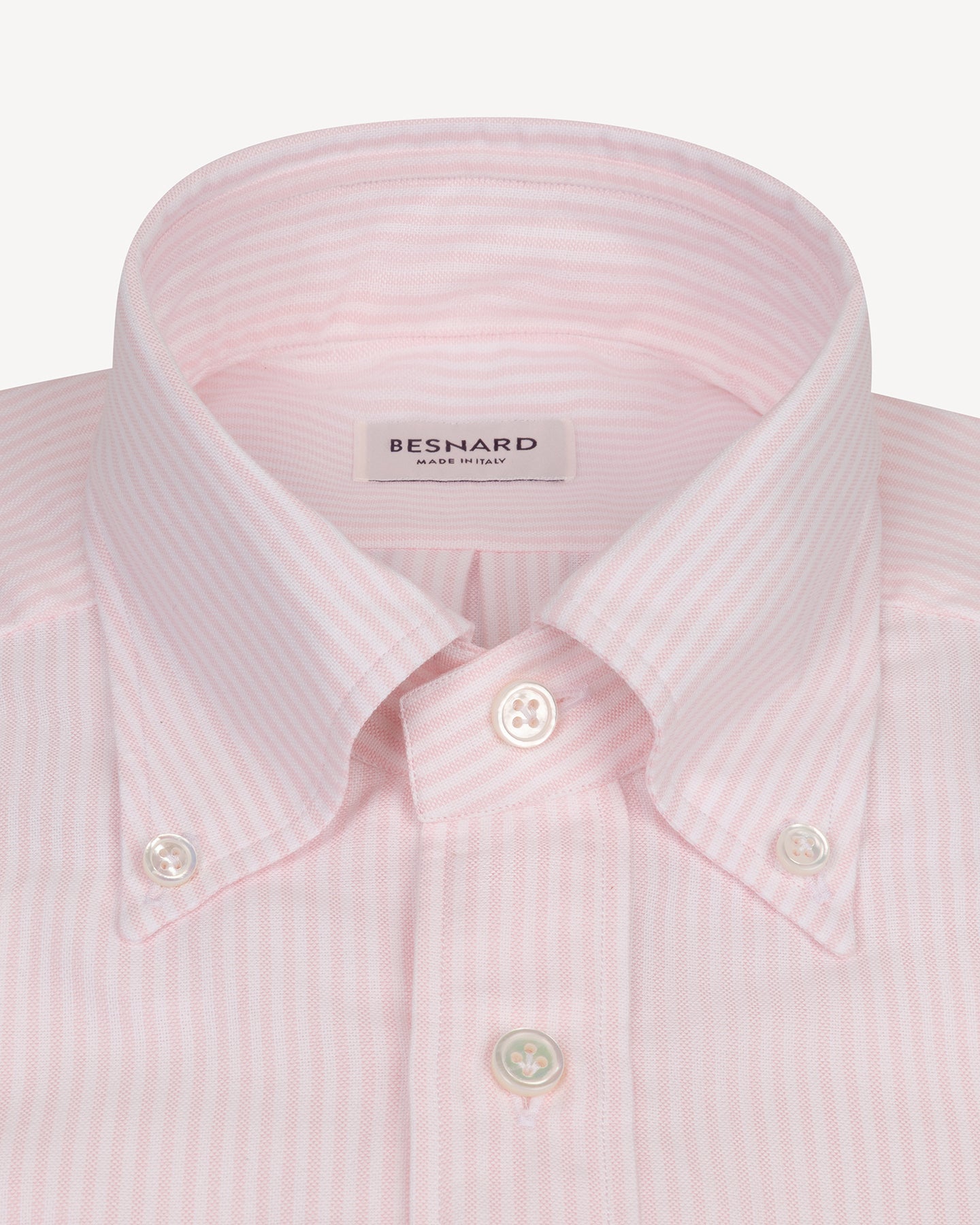 Pink University Stripe OCBD with soft collar roll