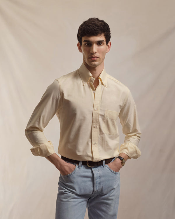 Yellow Oxford Cloth Button Down Shirt