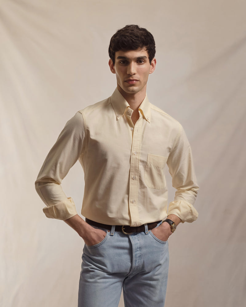 Yellow Oxford Cloth Button Down Shirt