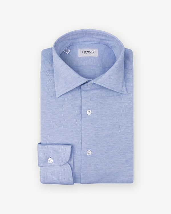 Light Blue Piqué Spread Collar Shirt