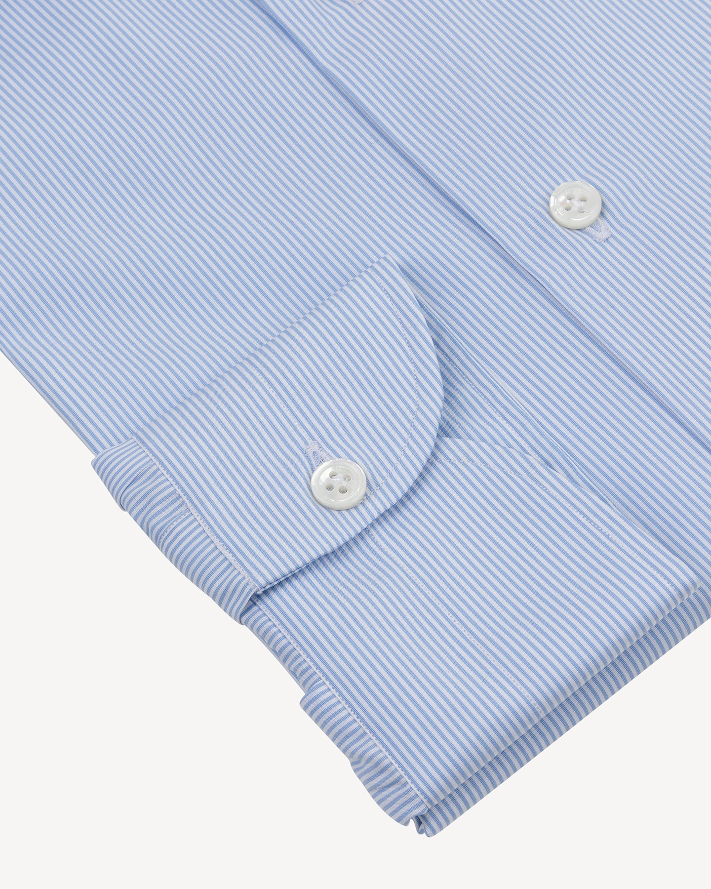 Light Blue Fine Bengal Stripe Poplin Spread Collar Shirt