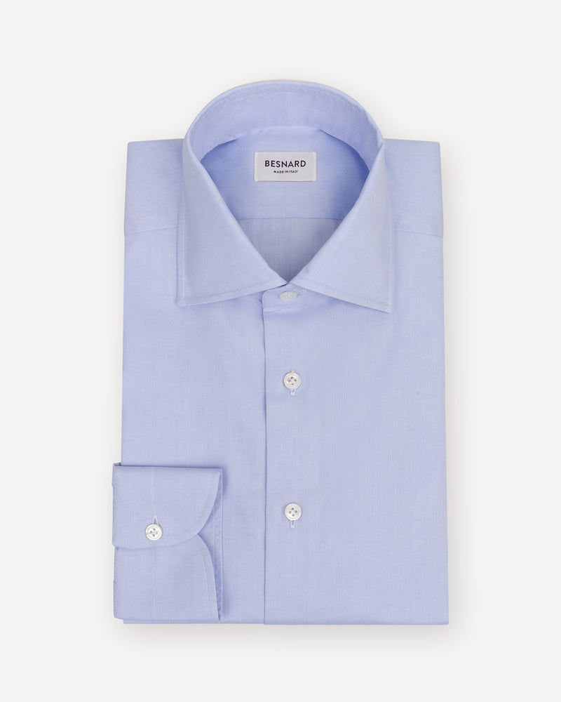 Lichtblauw Pinpoint Overhemd Spread Collar