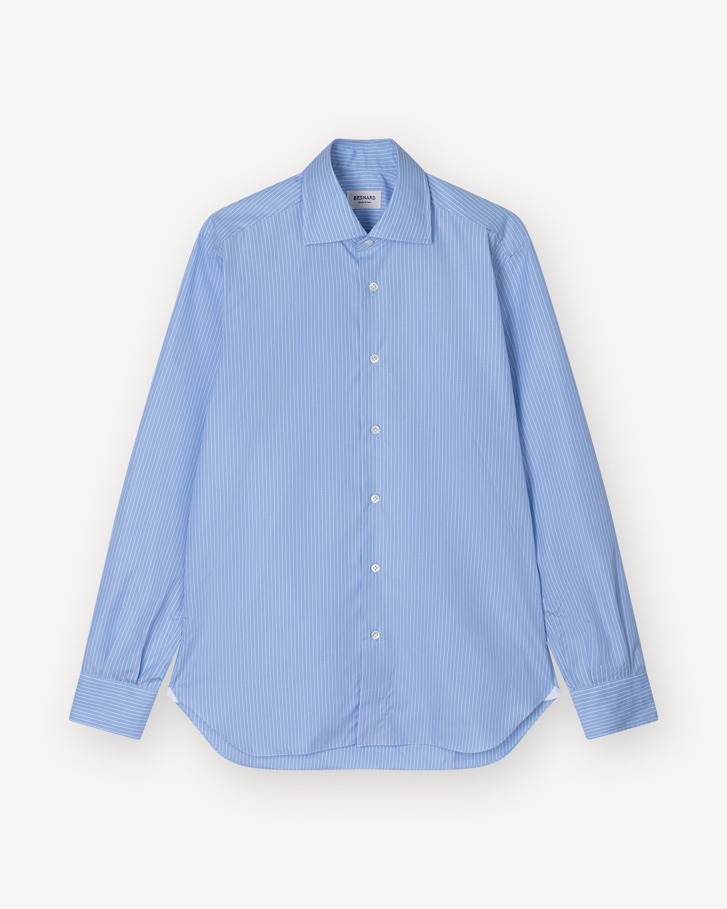 Light Blue Reverse Stripe Poplin Spread Collar Shirt