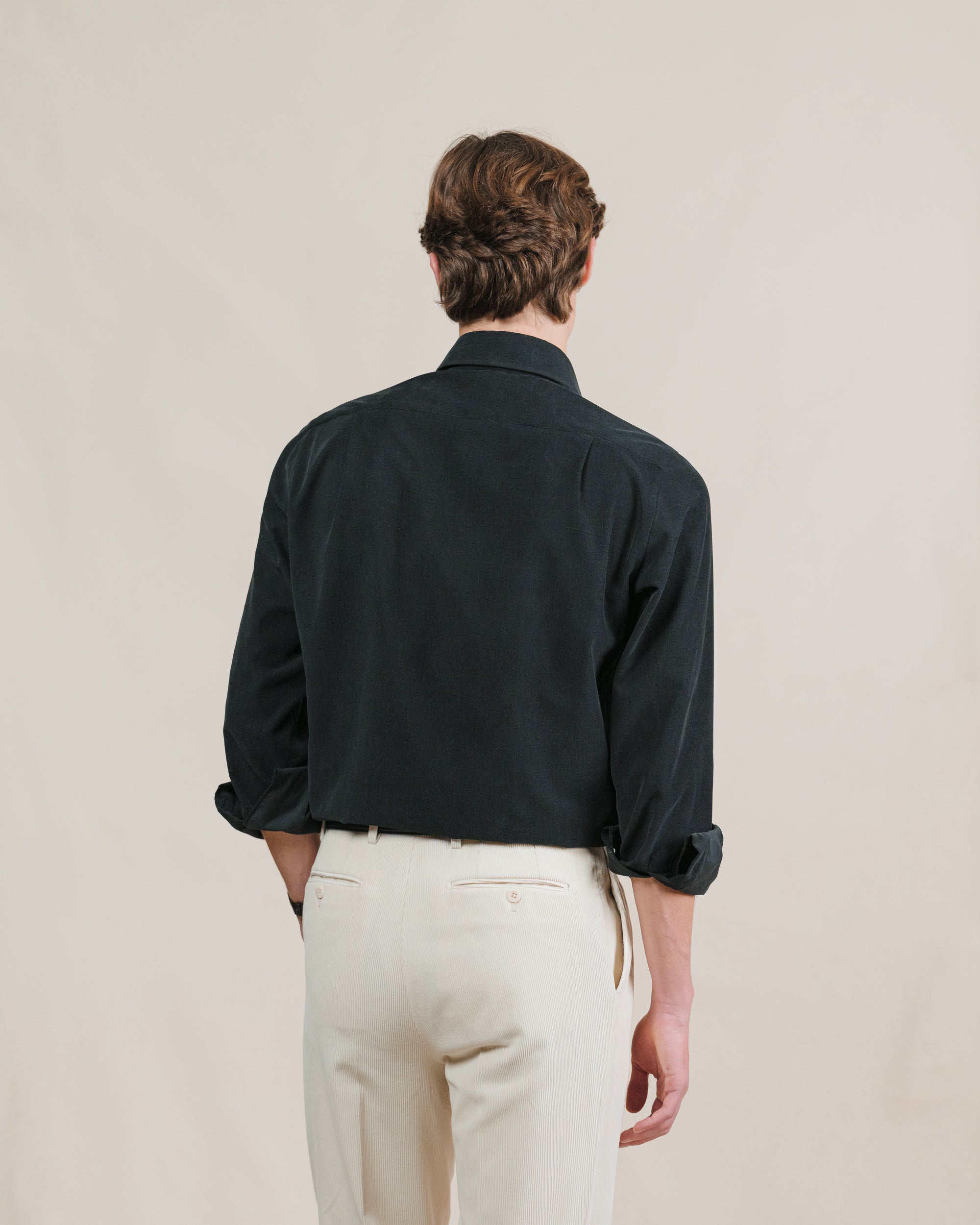 Black Corduroy Two Pocket Shirt