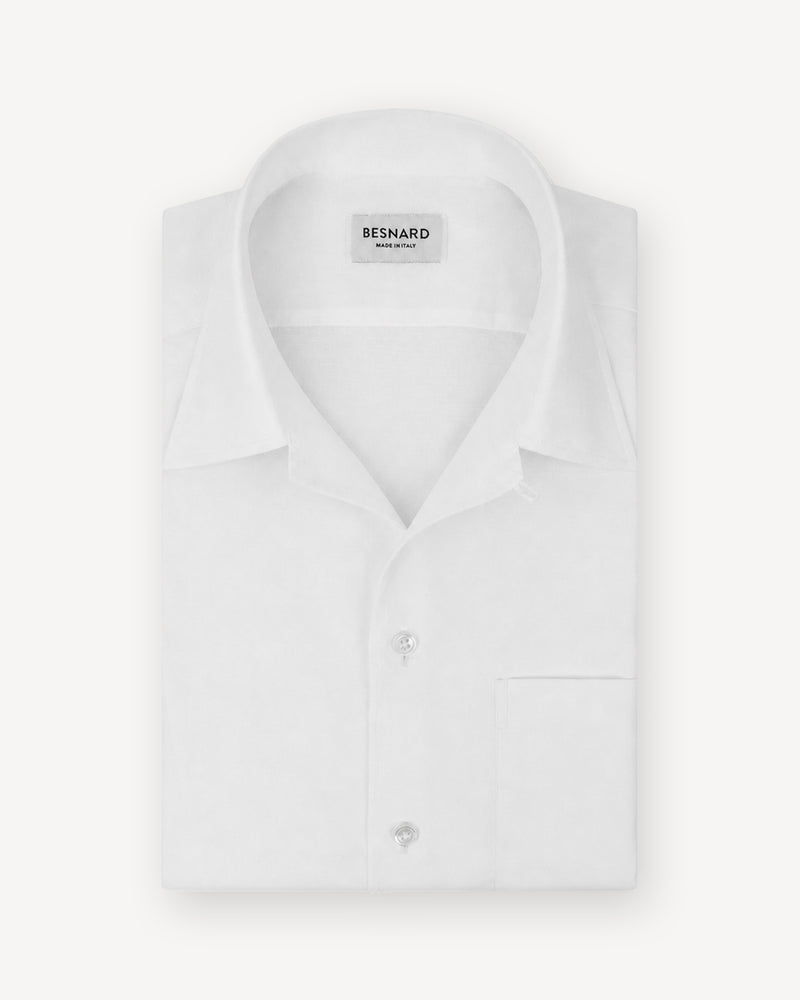 Wit Katoen Linnen Overhemd Camp Collar