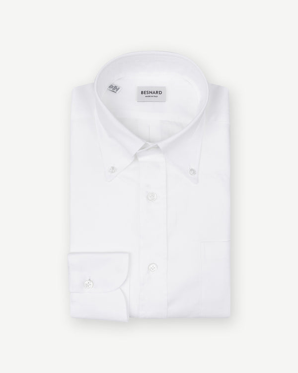 White Cotton Linen Button Down Shirt