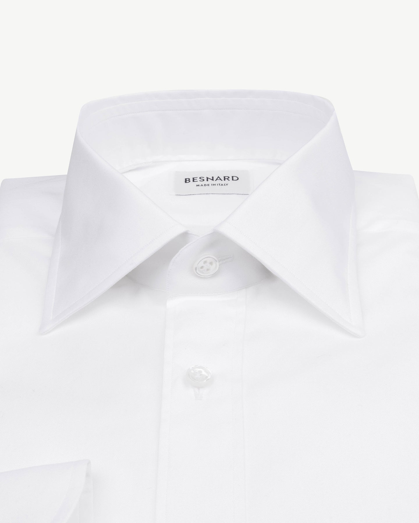 White pinpoint oxford shirt with point collar