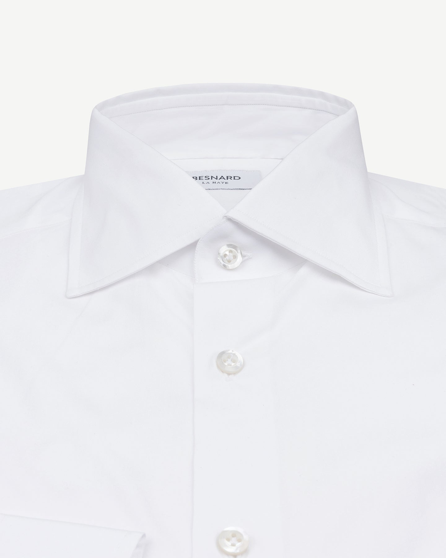 White poplin dress shirt with spread collar