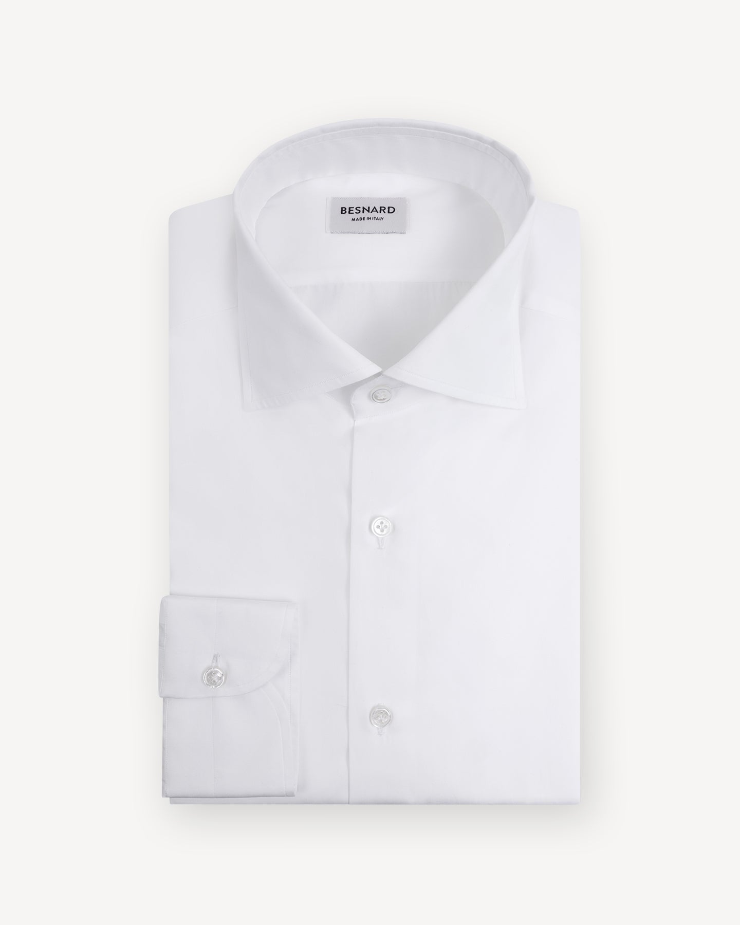 White Poplin Spread Collar Shirt