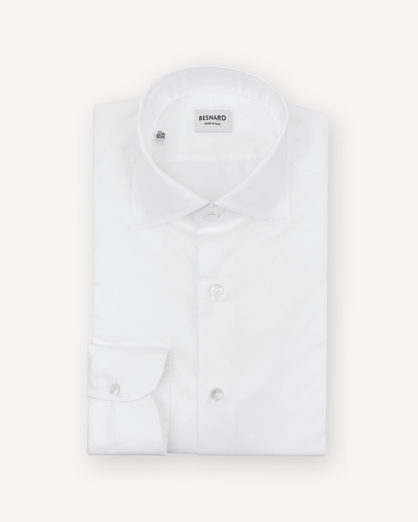 White Poplin Spread Collar Shirt