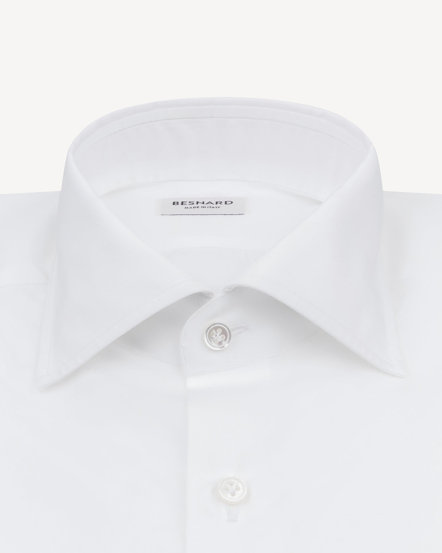 White Poplin Spread Collar Shirt