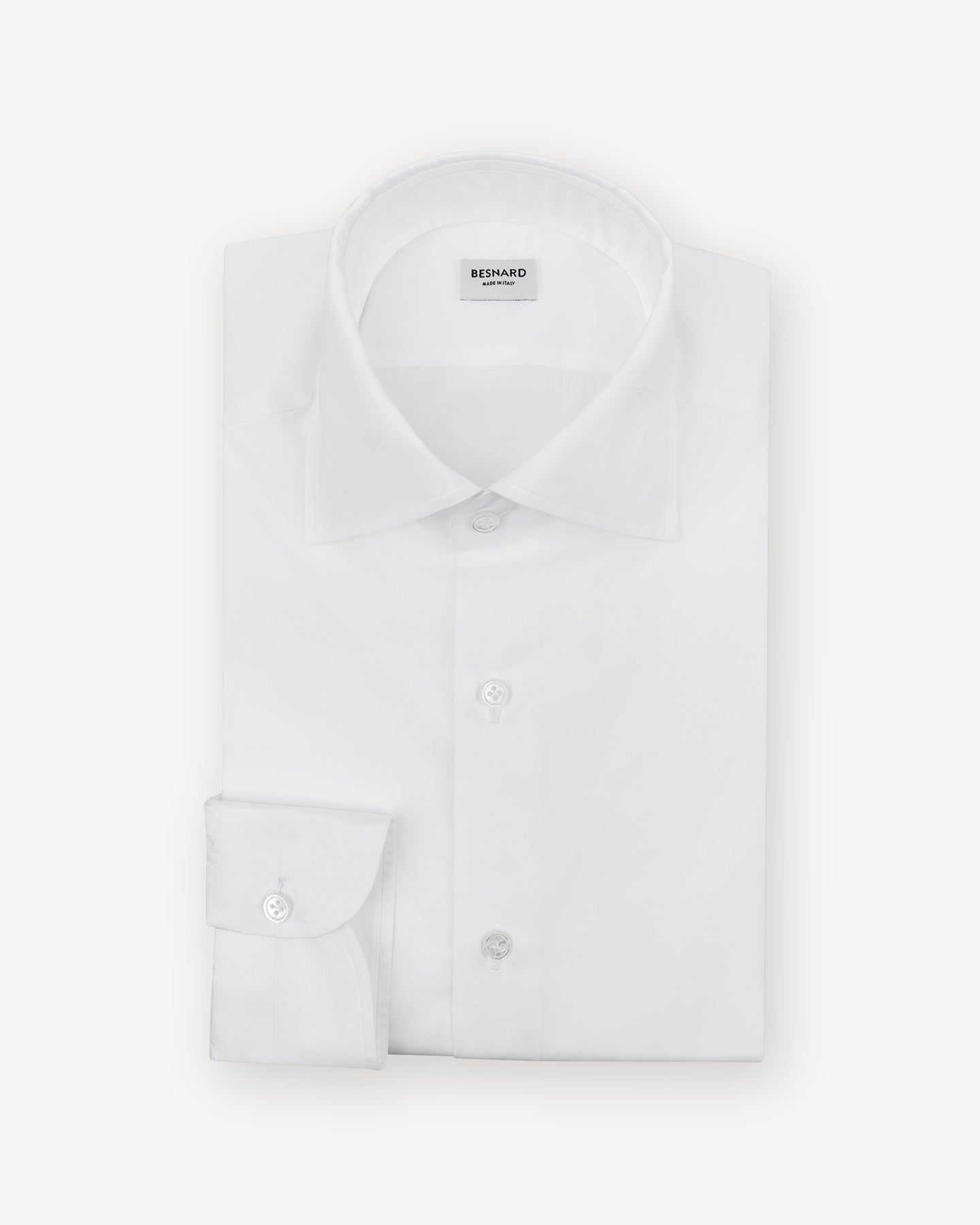 White Twill Spread Collar Shirt