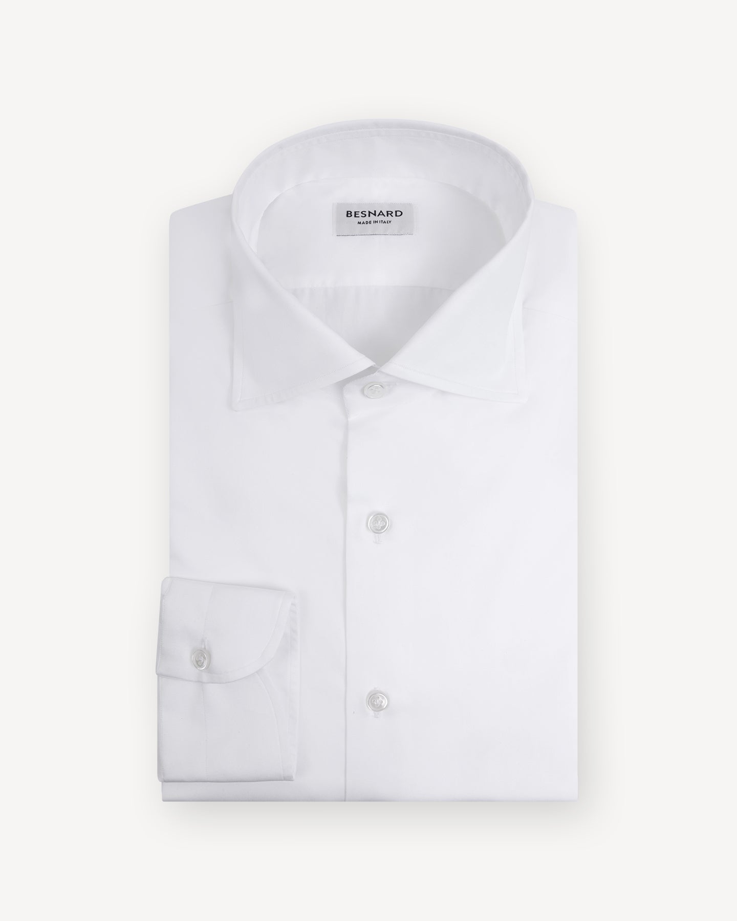 White Twill Spread Collar Shirt