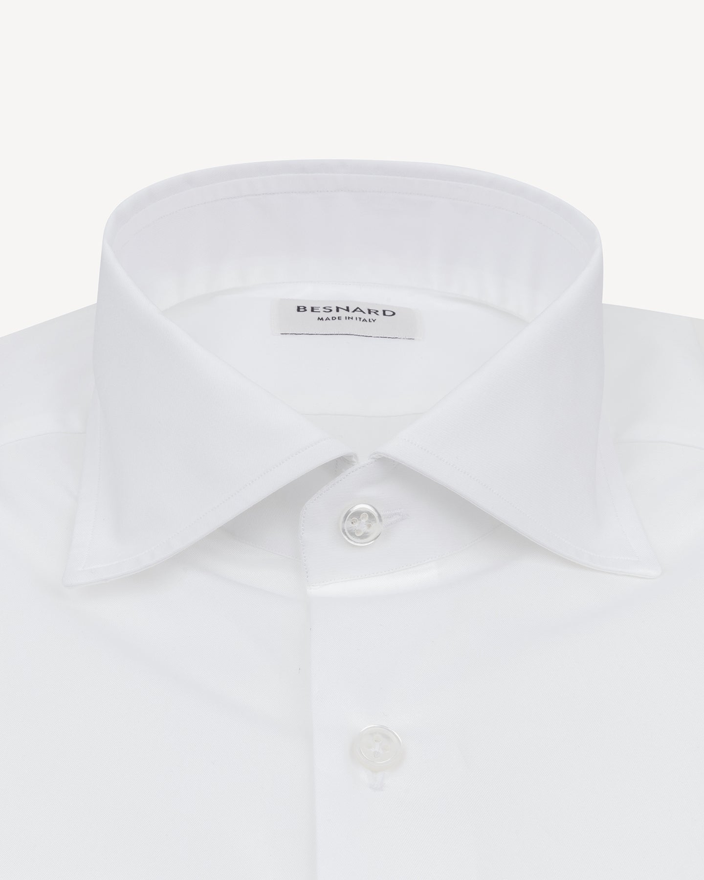 White Twill Spread Collar Shirt