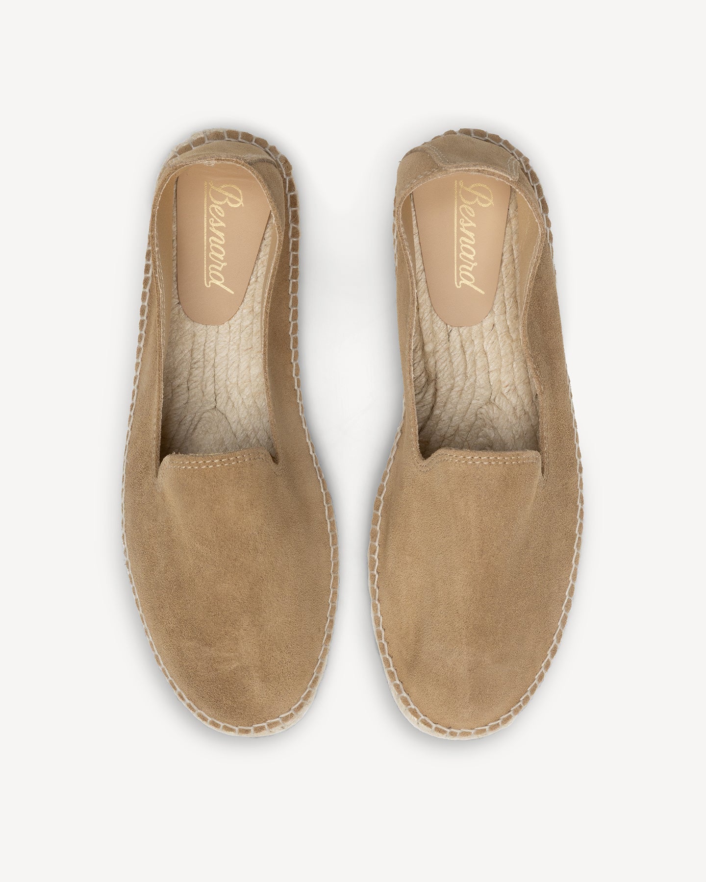 Top view of sand suede espadrilles