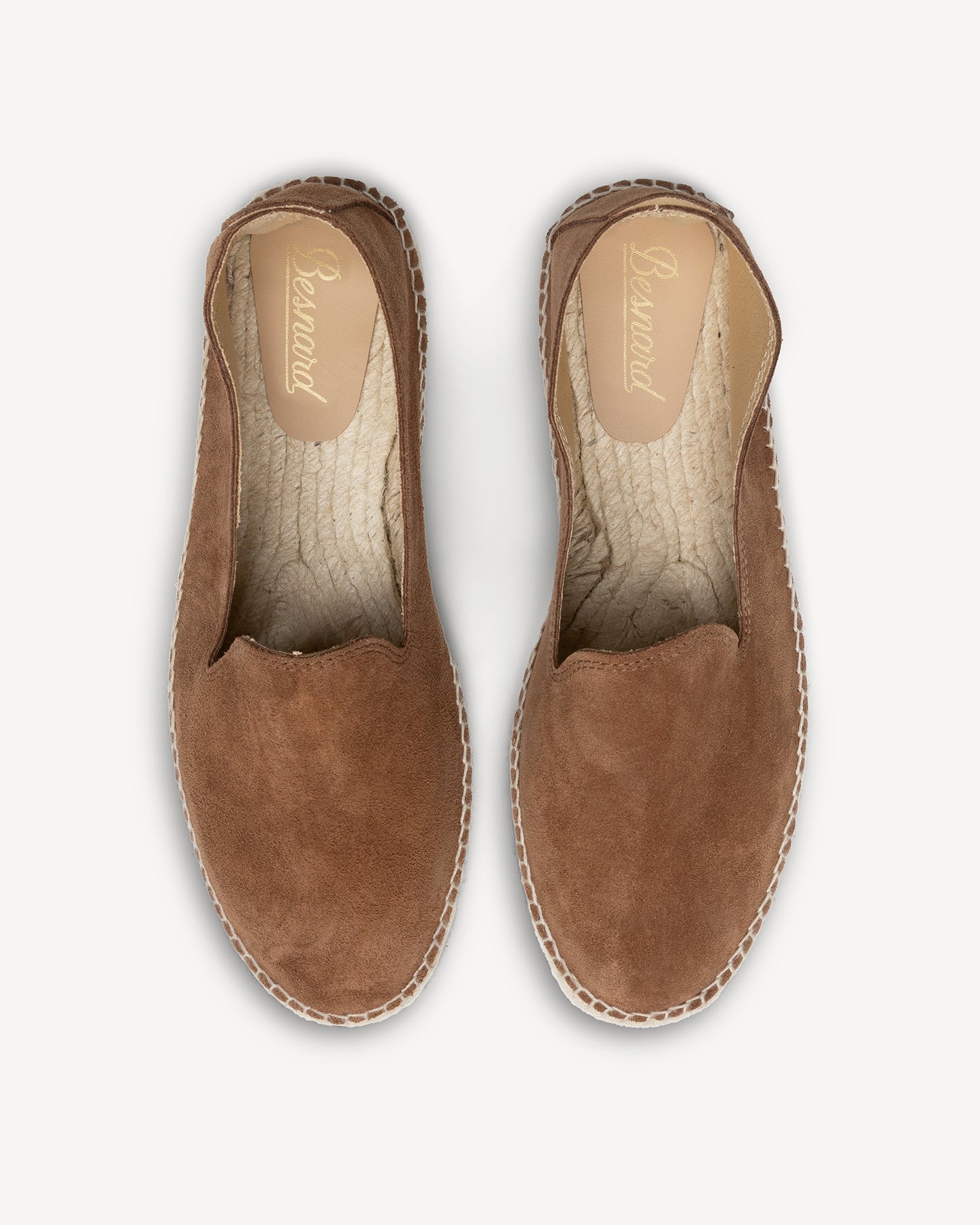 Top view of snuff suede espadrilles