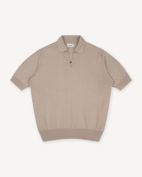 トップス KNITTED BIG SKIPPER POLO Cotton Silk Knit Skipper Polo in Charcoal – Brooklyn Tailors