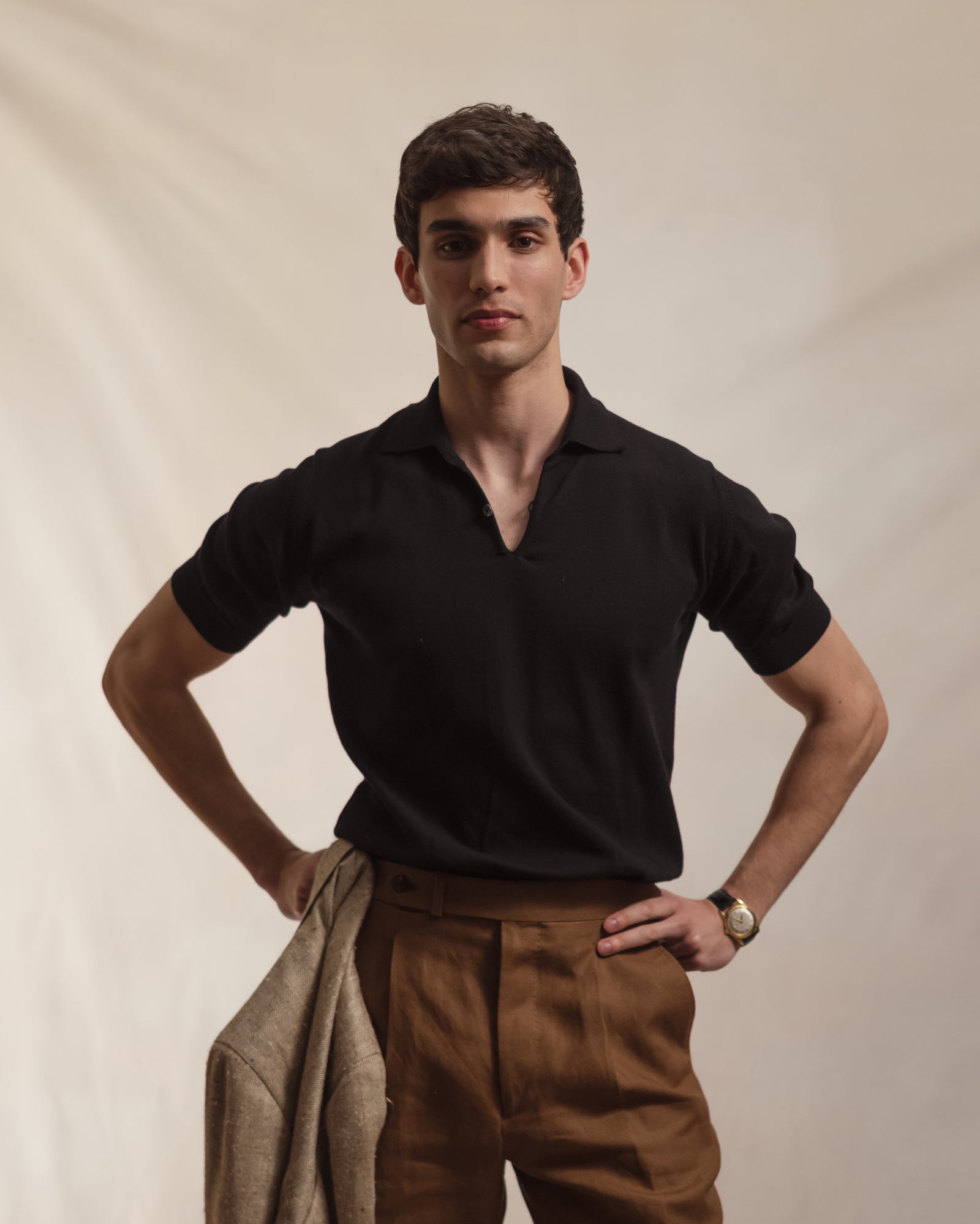 Black Cotton Skipper Polo
