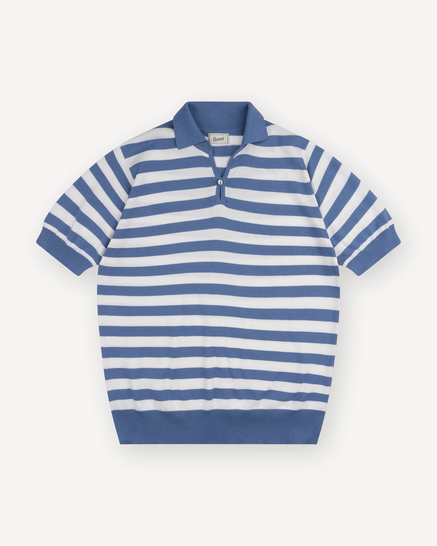 Blue White Striped Cotton Skipper Polo