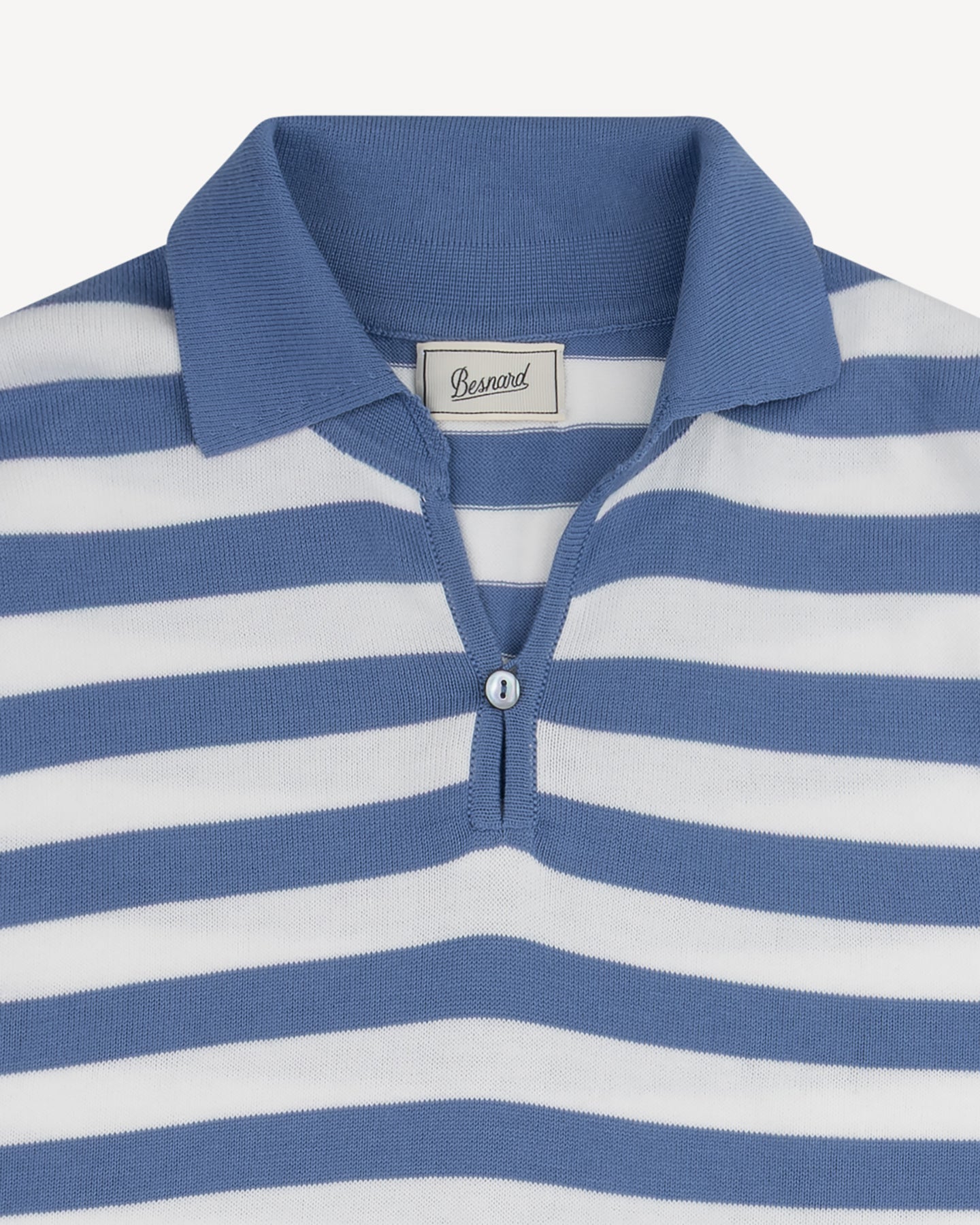 Blue White Striped Cotton Skipper Polo