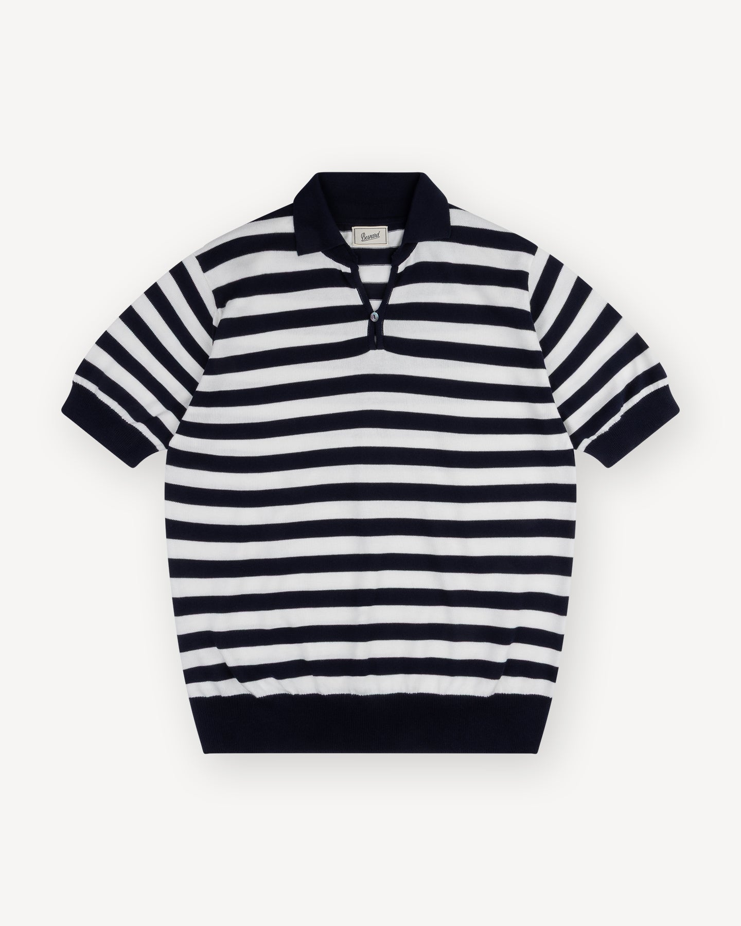 Navy White Striped Cotton Skipper Polo