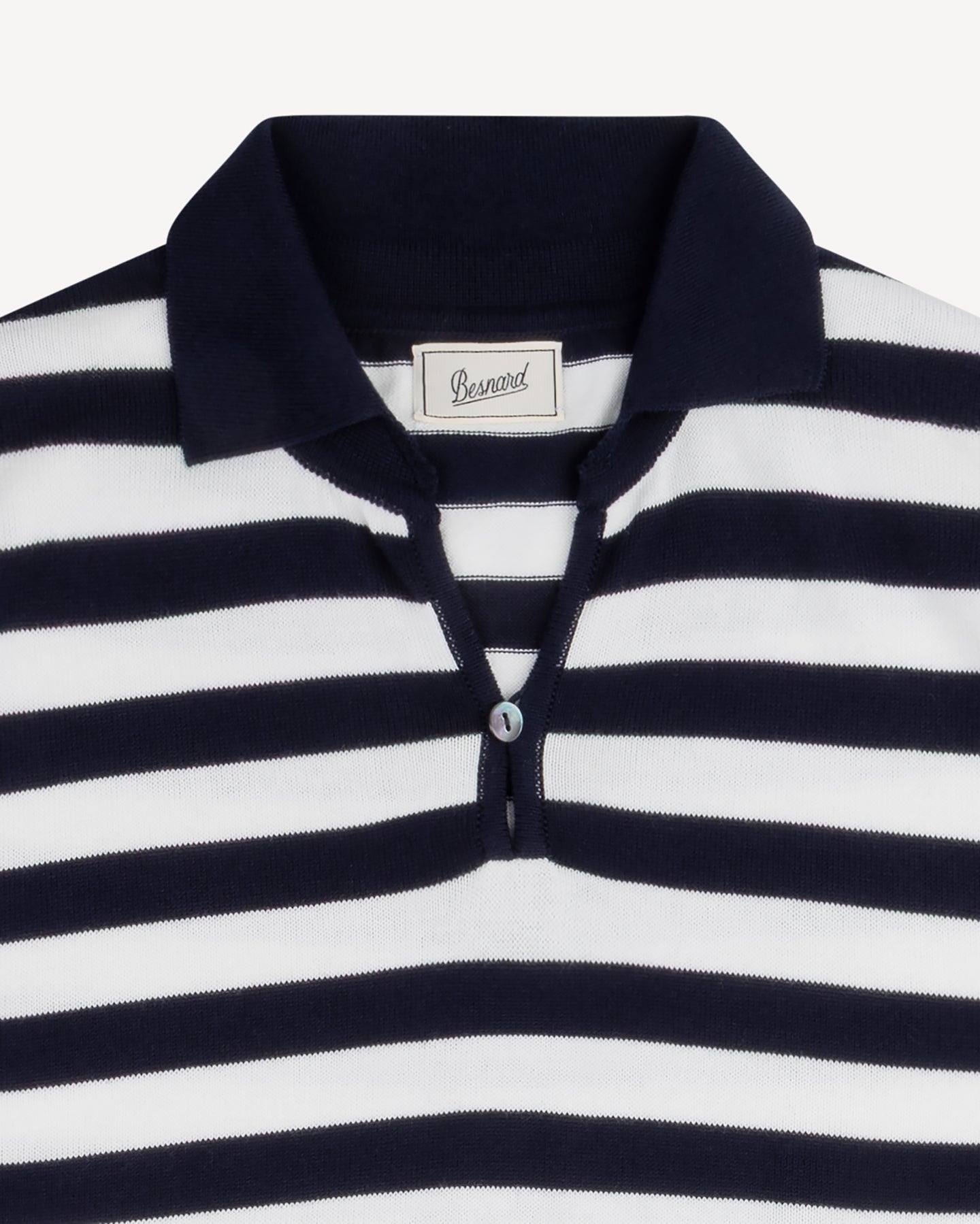 Navy White Striped Cotton Skipper Polo