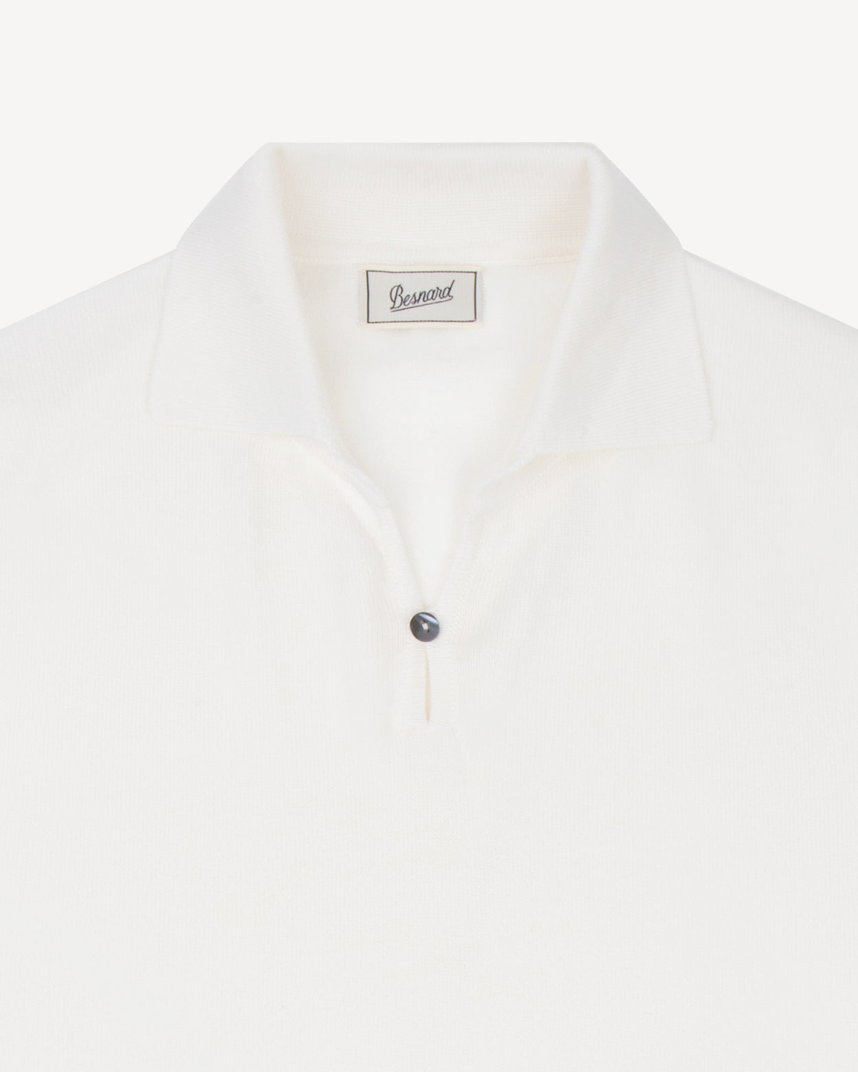 White Skipper polo collar with button loop