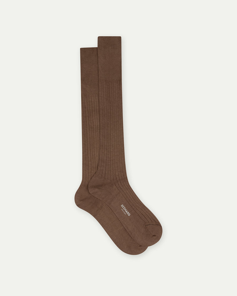 Mid Brown Cotton Knee High Socks