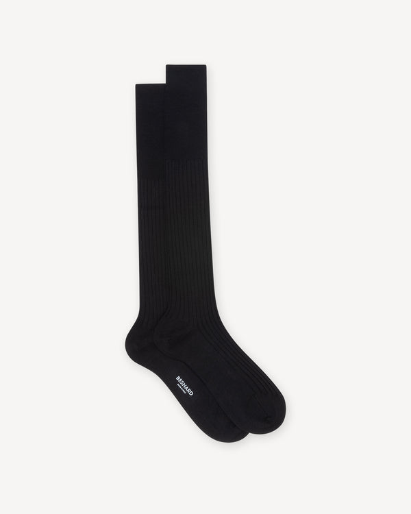 Black Wool Knee High Socks by Bresciani