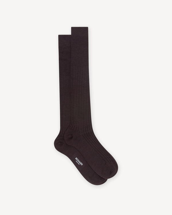 Brown Wool Knee High Socks by Bresciani