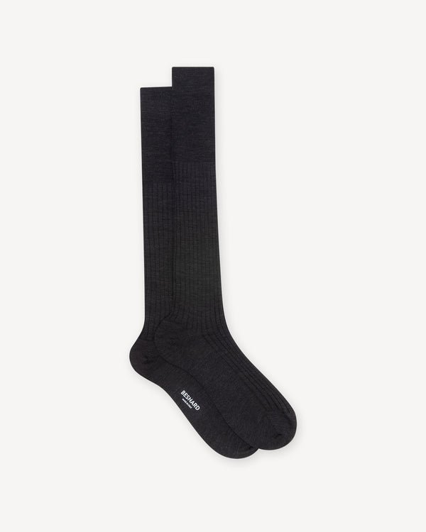 Charcoal Wool Knee High Socks by Bresciani