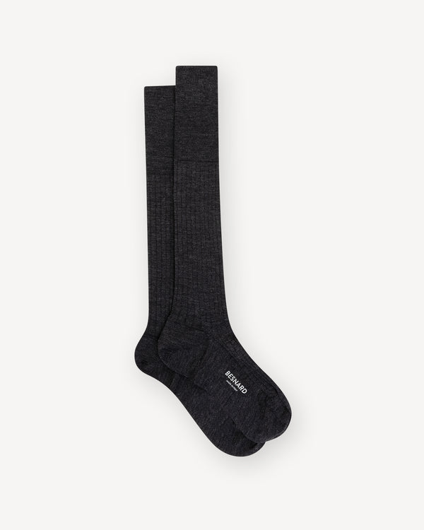 Charcoal Wool Knee High Socks